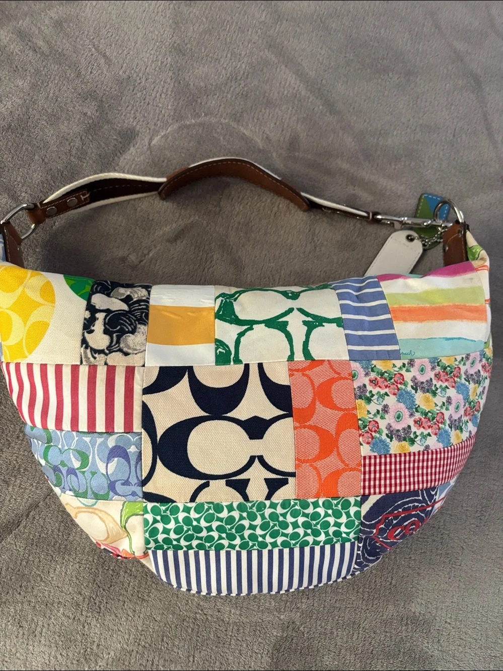 Coach Colorblock Shoulder Hobo Bag Tag Key Fob - Yellow, White, Green, Blue